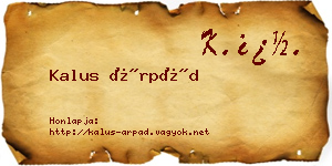 Kalus Árpád névjegykártya