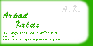 arpad kalus business card